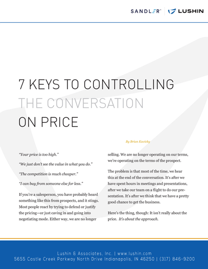 7 keys to controlling price conversations